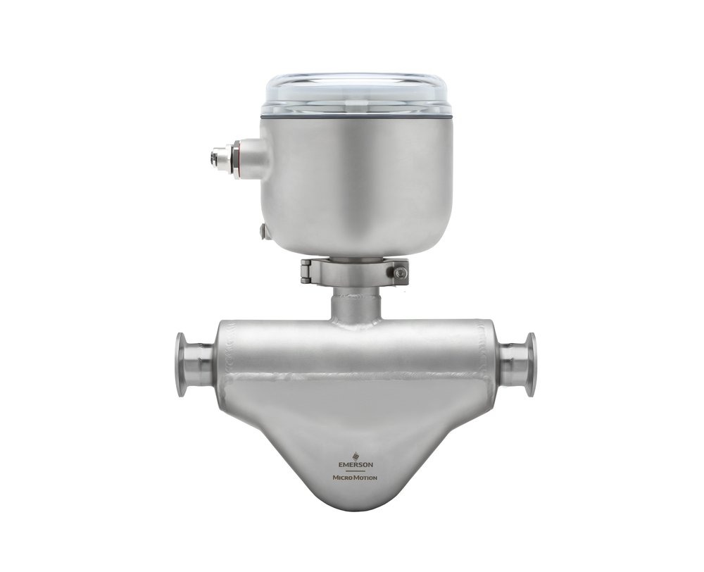 Figure 1: The newest Coriolis meters from Emerson (Micro MotionTM Hygienic G-Series sensor with stainless steel Micro Motion™ 1600 Coriolis Transmitter shown) occupy a quarter of the space of a typical meter, with no loss in accuracy or performance.